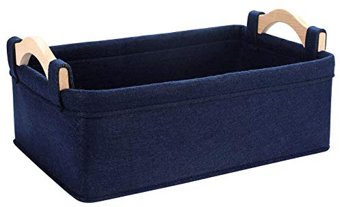 Rectangle Storage Baskets Navy Blue Storage Baskets Soft Decorative Nursery Bins for Books Magazines Album Dog Toys Bra Socks