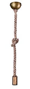Trio Leuchten Pendelleuchte Rope 310100104, Metall Altmessing, Leinen Aufhängung, exkl. 1 x E27, Pendel 1-flammig