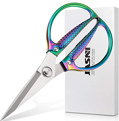 Jasni Poisson - Ciseaux de cuisine puissants - Résistants - Multifonction - Revêtement en titane - Cisailles en acier inoxydable forgé - Pour étudiant, bureau, maison, etc., S088, Power scissors