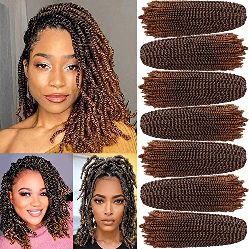 Xtrend 12 pouces 7 Packs Spring Twist Hair pour Distressed Locs Ombre Mini Twist Crochet Tressage Cheveux Synthétique Fluffy Hair Extension pour les femmes noires (1B/30#)