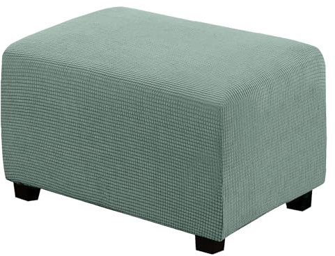 BXFUL Ottomane Schonbezug, Rechteckig Hocker Jacquard, Quadratisch hockerbezug, Hocker Husse für Fußhocker, Hocker Protector Waschbar Überzug hockerabdeckung (X-Large,Bohnengrün)