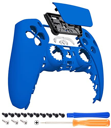 eXtremeRate Blue Touchpad Front Housing Shell for ps5 Controller, Soft Touch DIY Replacement Shell Custom Touch Pad Cover Faceplate for ps5 Controller - Controller NOT Included