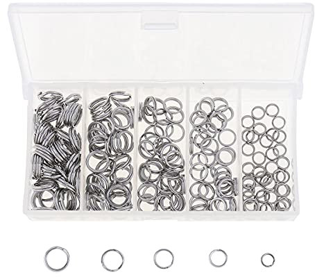 OriGlam 200 Stück Edelstahl-Spaltringe, Angelköderverbinder, super starker Metall-Schlüsselhalter, Spaltringe, solider Ringverbinder für Köder