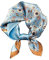 JERLA Damen Herren Small Quadrat Satin 100% Echte Maulbeerseide Schals Paisley Haar Kopf Gesicht Schal 53,3 cm x 53,3 cm, Blume/Blau, Small