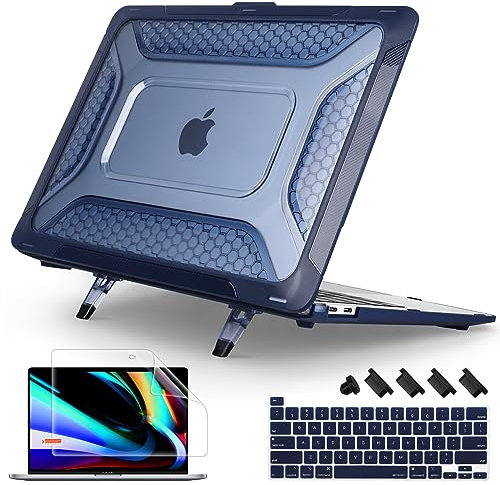 May Chen Schutzhülle mit Wabenstruktur, kompatibel mit MacBook Pro, 16 Zoll (40,6 cm) mit Touch-Bar, Modell A2141, strapazierfähig, doppellagig, mit TPU-Stoßdämpfer, Marineblau