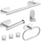 Laimew Juego de Accesorios de Baño, Toalleros de Baño sin Taladro 7 Piezas, Toalleros de aro para Baño de Acero Inoxidable Plata