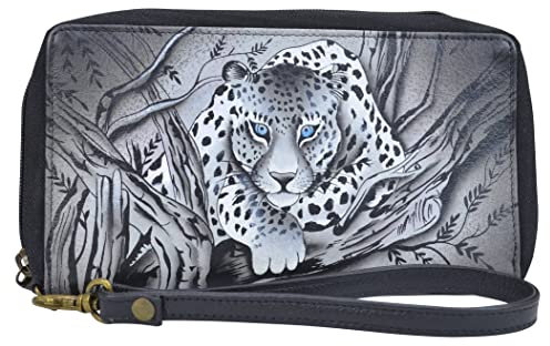 Anna by Anuschka Damen Handschlaufe Echtleder Handgelenk-Organizer – Geldbörse mit Handgelenkschlaufe – afrikanischer Leopard