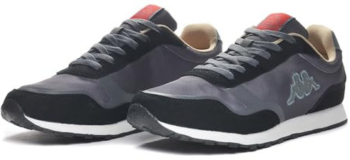 Kappa Mixte Aymar Chaussure de Gymnastique, Gris Foncé Gris Moyen Rouge, 38 EU