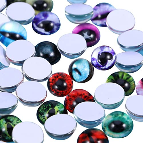ibasenice 100 Stücke Glasaugen Cabochons Mini Runde Glasauge Flatbacks Tier Puppe Spielzeug Augen für DIY Handwerk Drachen Katze Eule Vogel Puppe Machen 12Mm Zufällige Farbe