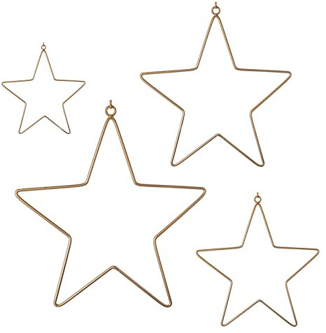 Metall Sterne 4er Set 30-10 cm - Gold - Weihnachts Hänge Dekoration - Deko Weihnachtsstern Hängedeko Fensterdeko Wanddeko Weihnachten Advent Winter