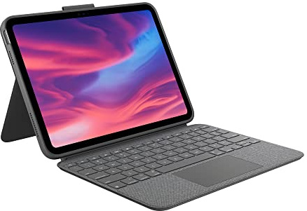 Logitech Combo Touch, Detachable iPad Keyboard Case (10th gen and A16) with Large Precision Trackpad, Full-Size Backlit Keyboard, and Smart Connector Technology - Oxford Gray