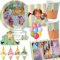 104-tlg Party-Set * PIPPI LANGSTRUMPF * für Kindergeburtstag mit Teller + Becher + Servietten + Trinkhalme+ Einladungen + Platzsets + Luftschlangen + Ballons | Astrid Lindgren Herr Nilson Takatukaland
