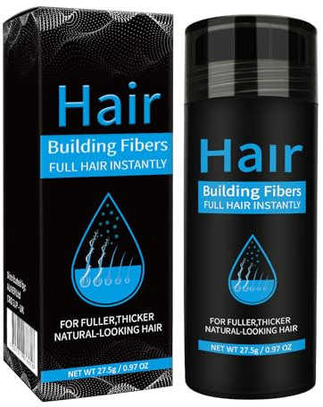 Fibras Capilares, Hair Building Fibers, 27,5 g Polvos Volumen Pelo Hombre, Profesional Fibras Capilares Castaño Oscuro Spray Para la Pérdida de Cabello Masculino y Femenino (Marrón Medio)