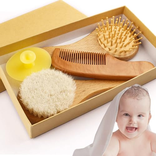 Baby Haarbürste, 4er Set Babybürste, Babyhaarbürste, Baby-Haarbürste und Kamm, Haarbürste Baby, Babyhaarbürsten für Säuglinge Kinder Kleinkinder