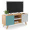 IDMarket Alice - Mueble TV 113 cm escandinavo, color azul, gris y blanco
