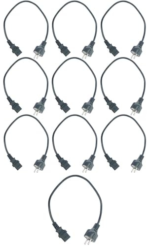 10 Stück Adam Hall 0,5 m Kaltgerätekabel Netzkabel schwarz 3 x 0,75 mm² CEE 7/7 - C13, K3PKD 0050