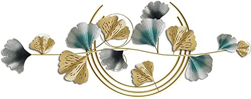 CINASA Wanddekoration, große Metall-Wanddekoration – Kunst-Wandbehang, Metall-Wandkunst, kreative Ginkgo-Blatt-Wanddekoration, schmiedeeiserne Wandskulptur