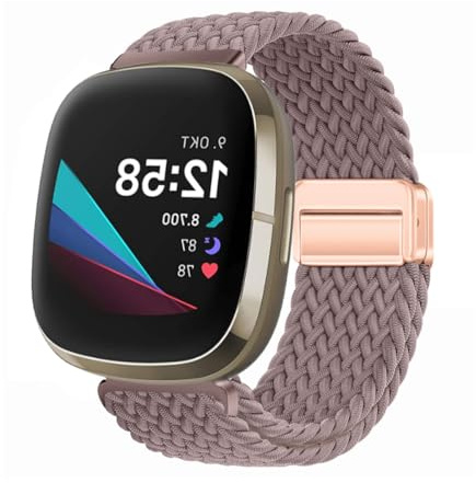Armband Kompatibel mit Fitbit Versa 4/Versa 3/Sense/Sense 2 Uhrenarmband Weben Nylon Sport Elastisch Magnetisch Verschluss Damen Herren Armbänder für Fitbit Versa 4/Versa 3/Sense/Sense 2 (32)