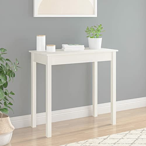 ZEYUAN Konsolentisch, Flur Tisch, Beistelltisch, Bartisch, Stehtisch, Consolentisch, Eingangsbereich, Porch Table, Weiß 80x40x75 cm Massivholz Kiefer