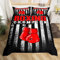 Homewish Boxing Bedding Set Single Size, Teens Boys Sports Game Room Decor Duvet Cover Set, Red Boxing Gloves Print Comforter Cover, Vintage Gruge White Striped Quilt Cover, Black, 2 Pieces