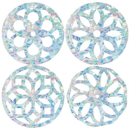 GORGECRAFT 16Stk Mandala-Fensteraufkleber 4 Stile Blume des Lebens-Fensteraufkleber Große Regenbogen-Fensteraufkleber 3D-Dekorative Fensterfolie Musiknoten Antikollisions-Fensteraufkleber