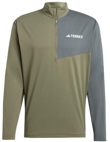 adidas Men's Terrex Multi Climacool Half Zip Long Sleeve, Olive Strata, XL