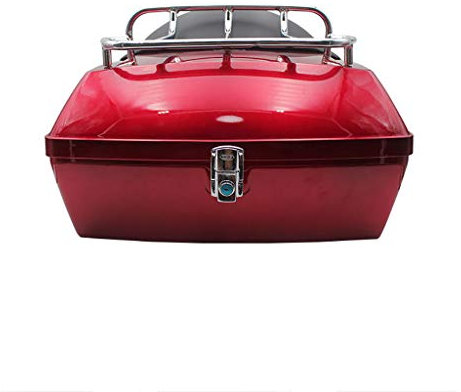 Universal Motorcycle Tail Box, Durable Helmet Storage Case Rack Backrest for Touring Cruiser - Motorbike Luggage Trunk by