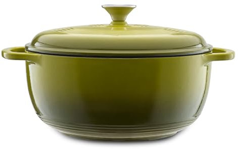 Mercer Culinary Enameled Cast Iron Round Dutch Oven, 6 qt., Avocado