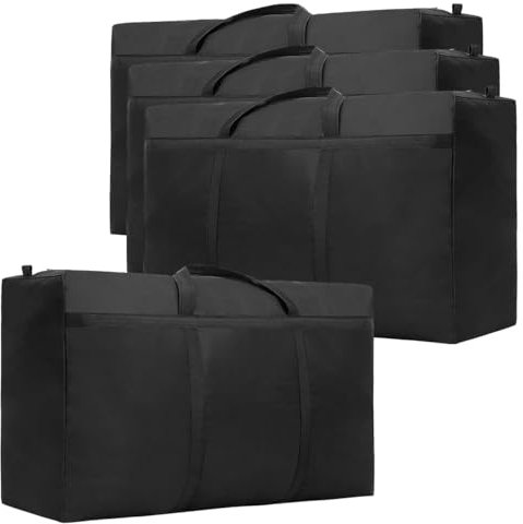 4 PCS Moving Bags Extra Large Strong 125L,Storage Bags with Zips Waterproof Heavy Duty 600D Oxford Packing Storage Bags for Moving House,Duvet,Bedding,Blankets