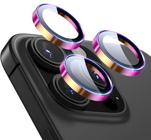 ESR Camera Lens Protectors for iPhone 16 Pro Max/16 Pro/15 Pro Max/15 Pro/14 Pro Max/14 Pro, Tough HD Individual Protectors, Scratch Resistant, Thin Tempered Glass, Armorite Series, 1 Pack, Chromatic