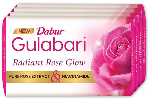 Dabur Gulabari Pure Rose Soap 150g (Pack of 4) | Moisturizing Bathing Soap for Radiant Glowing Skin & Body | Glycerine & Niacinamide | Long Lasting Fragrance | For Men & Women