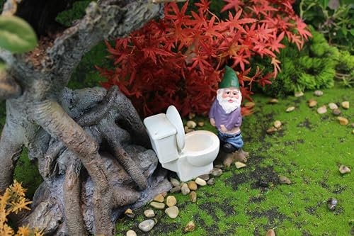 YARCHONN Garden Potty Gnome figurine Ornament 2 Set Dwarf Potty Mini Resin Statue Garden Accessories for Patio, Yard, Lawn Home Garden Decorations.