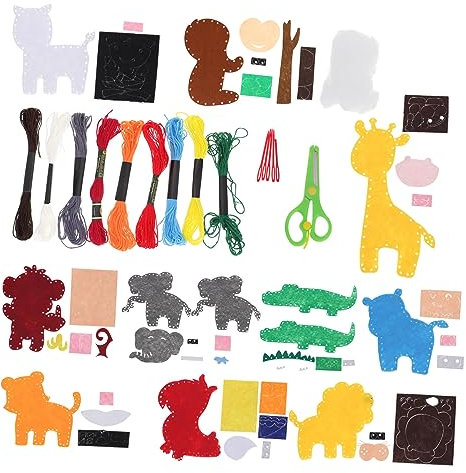 KOMBIUDA Filz Dschungel Tiere Bastel Und Nähset Für Junge Mädchen Lernspielzeug Diy-nähspielzeug Nähset Für Anfänger Geeignet Für Spielzeug Dekoration Und Mehr