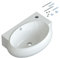 Waschbecken Keramik Waschtisch Hängewaschbecken klein Handwaschbecken Weiß Eckig-Oval 44 x 29 cm Badezimmer Gäste WC | Hahnloch Rechts | Überlauf | Stockschrauben | OHNE Wasserhahn | OHNE Ablaufventil
