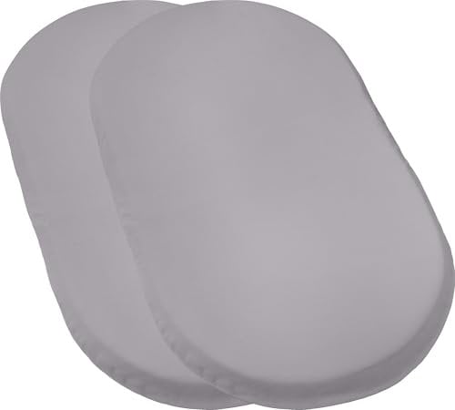Erwin Müller Baby-Spannbettlaken Murnau 2er-Pack Single-Jersey - grau Größe 40x70 cm oval - hautfreundlich, atmungsaktiv, bügelfrei, strapazierstark