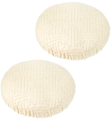 PATIKIL Elastischer Hockerbezug Rund 36-45cm, 2 Stück, Hellbeige | Waschbarer Sitzkissenbezug für Hocker & Stühle, Dehnbarer Barhocker Schonbezug