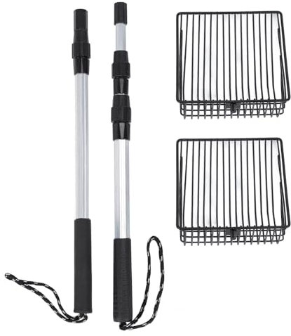 Gavigain verstellbare Streuschaufel mit langem Griff, ausziehbares Metall, Antihaft-Design, stabile Konstruktion, einfach zu verwenden für Katzen, Hühnerställe, Kleintierkäfige