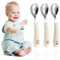 JEYORZY 3 Pezzi di Posate in Acciaio Inossidabile e Silicone per Bambini e Neonati, Posate Bambini, Acciaio Inox, Cucchiai Posate per Bambini BPA Free con Manico in Silicone Anti-Soffocamento