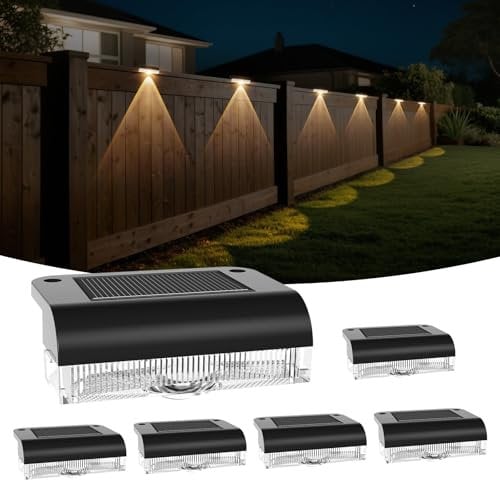 A.bigwhale Lampada Solare da Parete per Esterni, 6 pezzi Luci Solare a LED Esterni, Luci Solari da Recinzione per Esterni, Lampade Solari per Scale, Gradini, Recinzioni, Ringhiere, Cortile, Terrazza