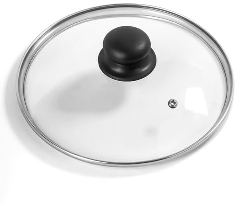 9.1 Inch Tempered Glass Lid for Instant Pot 5/6 Quart - Universal Pot Lid Replacement, Universal Pot Cover with Heat-resistant Handle, Easy to Grip, Stainless Steel Rim, Clear
