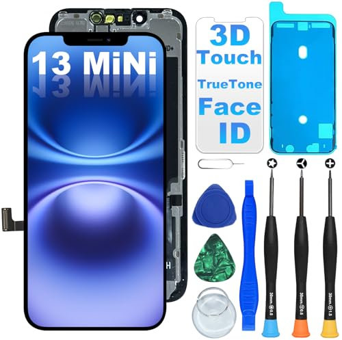 DIGI4U Bildschirm Ersatz für iPhone 13 Mini Display, 5,4'' 𝟯𝑫 𝑻𝒐𝒖𝒄𝒉 𝑻𝒓𝒖𝒆𝑻𝒐𝒏𝒆 LCD Bildschirm für iPhone 13 Mini Display Bildschirm Ersatz Digitizer Reparaturkits