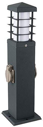 V-TAC LED Außenleuchte dimmbar mit Fernbedienung Stehlampe Standleuchte Garten Edelstahl Steckdosen Sockelleuchte anthrazit, RGB Farbwechsel, 4,8W 470Lm warmweiß, LxBxH 12,4x12,4x45 cm