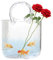 Transparente Blumenvase, Glasvasen, Glas Geldbörse Vases, Hand Geldbörse Vase, mit Fischschale Einzigartige Blumenvase, Handtaschenvase,Schillernde Glas-Taschen-Vase mit Griff,für Blumen,Kleine Fische