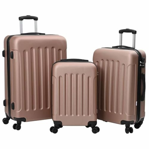 vidaXL Koffer 3 pcs Roségold 50 x 31 x 78 cm ABS Kunststoff, Reisegepäck, rechteckig, modernes Design, leichter Koffer, strapazierfähige Hartschale, handliches Check-In-Gepäck