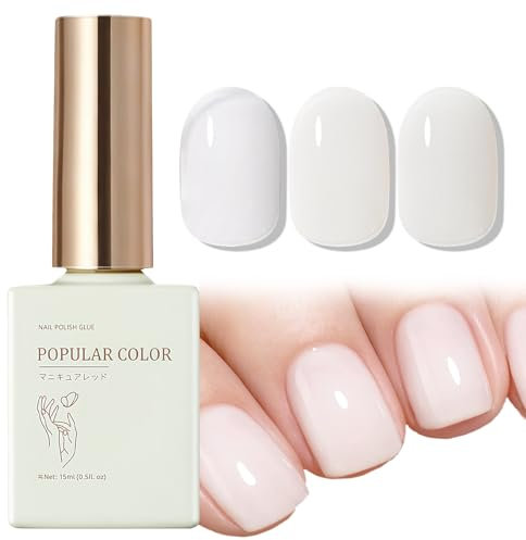 White Gel Nail Polish, Milky White French Manicure Gel Nail Varnish, Breathable Quick Dry Long Lasting, Soak Off UV LED Nail Polish for Women DIY Nail Art