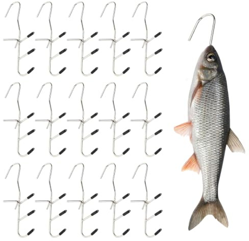 Behogan Edelstahl Räucherhaken: Fleischhaken Fischhaken 25cm, Premium Räucherhaken für Räucherei, Strapazierfähig Räucherhaken für Fleischverarbeitung für räuchern von Fisch Fleisch Käse Wurst
