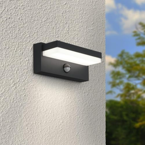 LongLife LED GmbH by HK Außenwandleuchte Angle 12W anthrazit RAL 7016 - Lichtfarbe: 4000K - Bewegungsmelder: mit