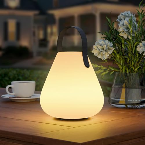 FUYO LED Tischlampe, Outdoor Lampe, Campinglampe Aufladbar mit Fernbedienung, IP44 Wasserdichtes, Hängeleuchte für Terrasse, Garten, Camping