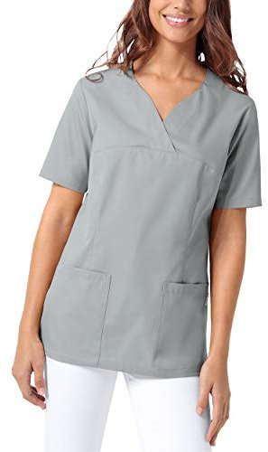 CLINIC DRESS Schlupfkasack Damen Kasack für die Pflege 1/2 Arm Regular Fit Länge ca. 70 cm 50% Baumwolle 95 Grad Wäsche grau XS