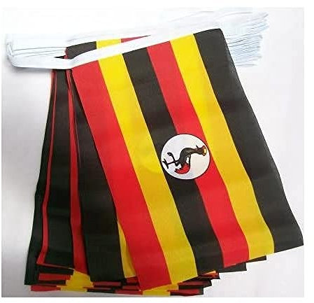 AZ FLAG - Fahnenkette Uganda 6 Meter Mit 20 Flaggen - 21x14 cm - Ugandische Girlande Flaggenkette 14 x 21 Cm